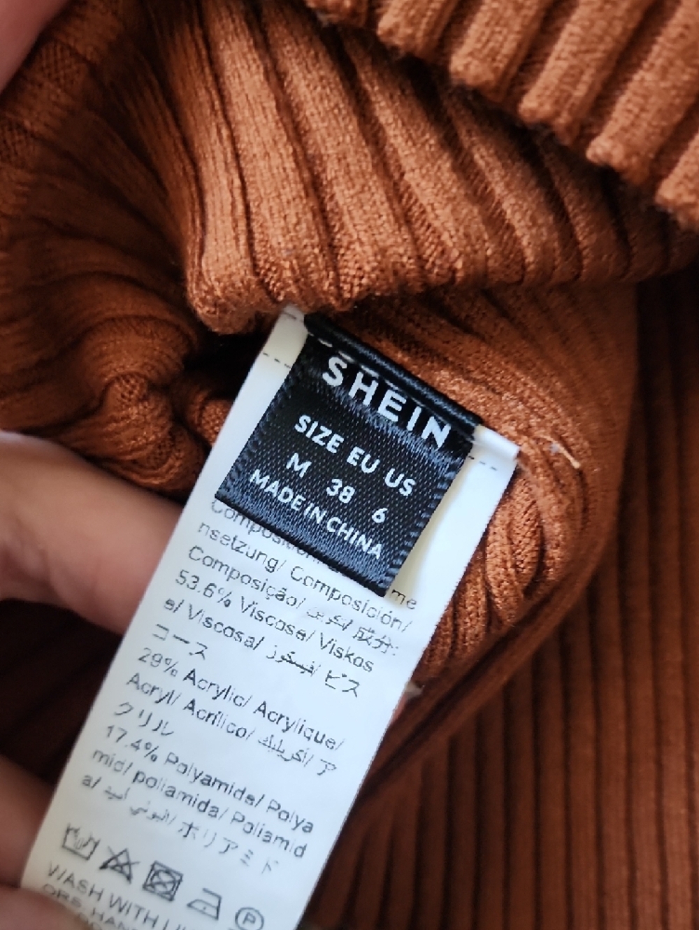 SHEIN Ribbed Turtleneck Sweater - Rust Orange - Picture 3 of 3